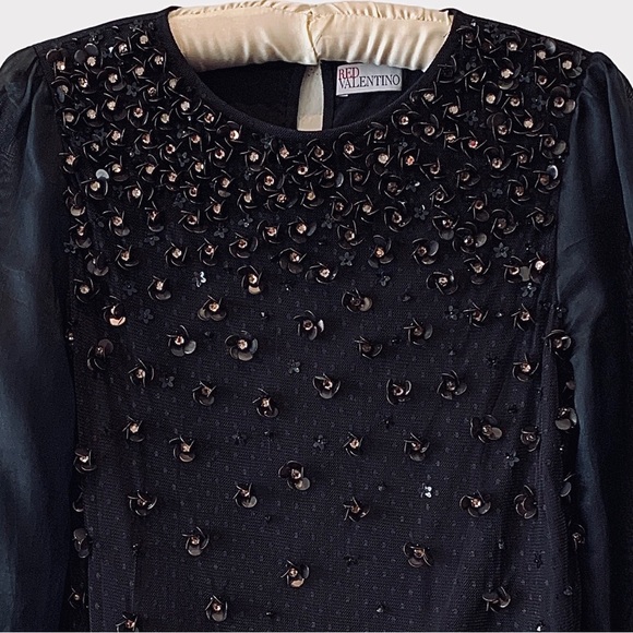RED VALENTINO VINTAGE LONG SLEEVE EMBELLISHED RHINESTONES PULLOVER BLOUSE SIZE M - Picture 8 of 16